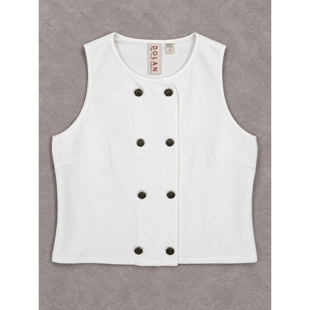 Dolan Left Coast Collection Vest Top Womens Medium White Texture Double Breasted